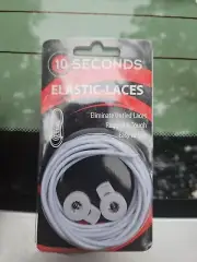 football Ten Seconds Elastic Stretch Shoelaces Shoe Laces Lock Lace White 36”