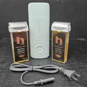 WAX FANS Waves Roll on Wax Warmer with TWO New Honey Wax Inserts w/Box