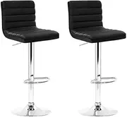 Artiss Bar Stools Stool Set of 2 Adjustable Kitchen Swivel Counter Barstools Dining Chair Gas Lift Black in 66-79cm Seat Height Floor for Home Bar Dining Room Cafe Outdoor Indoor