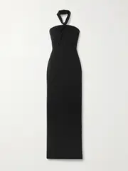 [Alex Perry] Alex Perry - Crepe Halterneck Gown - Black - UK 12 UK 12 Black