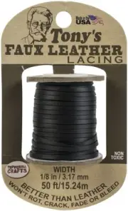 3 Pack Pepperell Crafts Tony's Faux Leather Lacing 1/8"X50ft-Black FLRPL-01