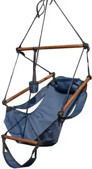 Indoor/Outdoor Hanging Hammock Chair Air/Sky Swing Chair Solid Wood 250lbs Blue