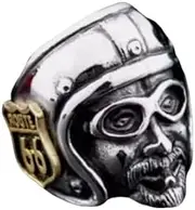 [Ymall] Vintage Motorcycle Skull Ring, Route 66 Design, Silver and Gold Tone