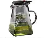 FUYTERY Glass Teapot with Removable Infuser, Kungfu Tea Art Glass Teapot Stainless Steel Filter Jug with Infuser,Blooming and Loose Leaf Tea Maker Set(750ML,1000ML) (Grey, 1000ML)