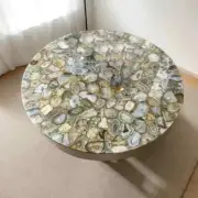 Natural Agate Round Tabletop – Elegant Polished Geode Stone Table for Home decor