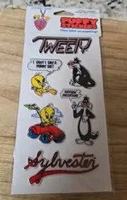 Warner Brothers Puffy Stickers Sylvester Tweety Bird Vintage 80s Looney Tunes