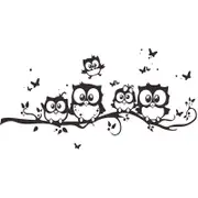 Catzon 2Pcs Owls On The Tree Branches Wall Decal Removable Cartoon Art Wall Stickers for Children Rooms