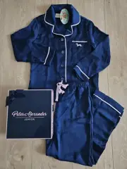 Peter Alexander Kids Navy Satin Winter Long Pjs Set Size 5 - Brand New In Box