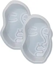 Hohopeti 2pcs DIY Silicone Human Face Soap Molds Flexible Reusable Candle Making Molds for Crafts Safe Material for Fondant Scented Candles Easy to Use Demould