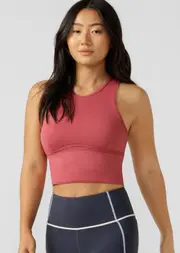 [Lorna Jane] Seamless Contour Cropped Tank Top in Pink, Size - Large L Raspberry Sorbet