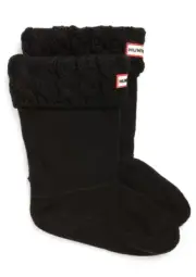 Hunter 1018 Girls Black Cable Knit Cuff Welly Boot Socks Sz XL (4-6)