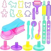 Abaodam 22pcs Animal Molds Tool Kit Plastic Molds for Modeling Includes Noodle Machine for Educational Play and Family Fun Random Color