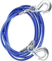 Heavy-Duty Tow Cable | Steel Wire Towing Strap with Hooks | Anti-Slip High Tensile Vehicle Recovery Rope for Cars, Trucks, Motorcycles, Boats, Èmergencý Use
