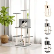 Cat Tree with Sisal Scratching Posts Tower Scratching Cream/Light Grey vidaXL