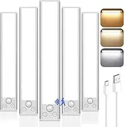 VerRon 5-Pack Under Cabinet Lighting, Upgraded 2200mAh Rechargeable Under Cabinet Lights Wireless with 3 Color Temps 68 LED, Indoor Motion Sensor Closet Lights Under-counter Light Fixtures for Kitchen