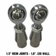 Panhard Bar Rod End Fab Kit 1/2" Thread, 1/2 Bore Chromoly PTFE Heim 1" OD .120