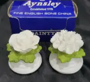 Vintage Aynsley DAINTY White Flowers - Salt and Pepper Shakers England MINT