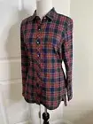 Women’s J. Jill Gauze Plaid Drop Tail Tie Back Tunic Top •Size XS *NWT