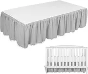 Crib Bed Skirts,Dust Ruffle with Tassel Trim | Microfiber Crib Skirt with Pom Poms for Bringing Baby Warm and Cozy Nursery Room to Slumber and Dream 28" X 52" Ytger