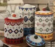 Colorful Kitchen Canister Set of 3 Polish Style Kitchen Decoration NEW in Box