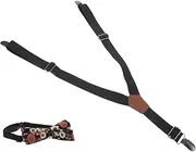 [DEARMAMY] Strong Clip Elastic Straps Boys and Girls Suspenders Bow Tie Set Heavy Duty for Toddlers Boys