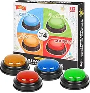 Generic 4Pcs Learning Resource Answer Buzzers, Handheld Buzzers with Button for Quizzes, Classroom, Family Game, Trivia Nights