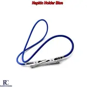 Napkin Holder Dental Bib Clips Flexible Blue Silicon Cord & Adjustable Lock Clip