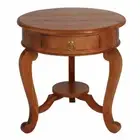 RIO FRENCH PROVINCIAL ROUND LAMP TABLE SIDE TABLE CABRIOLE LEGS LIGHT PECAN