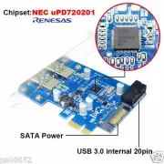 PCI-e x1 to 2 USB3.0 + 19pin Header Controller Card PCI Express to USB 3.0