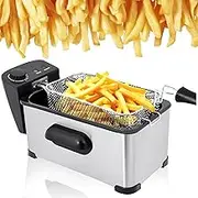 Deep Fat Fryer 3.5L, Electric Deep Fryer 2000W, with Detachable Frying Frame, 90°C-190°c Temperature Adjustment, Detachable Design, Rapid Heating, for Meat, French Fries, Pasta