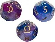 ERINGOGO 3pcs Multi Sided Zodiac Dice Acrylic Game Props for Board Games Dices for Role Playing Parties Fun Creative Gaming Accessories