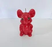 Vintage Candle Christmas Mouse Red With Green Sequin Eyes