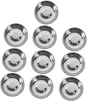 LALADEFIEE 10Pcs Stainless Steel Round Mustard Bowls Seasoning Dishes for Condiments Appetizers and Desserts Kitchenware for Home and Restaurant Use