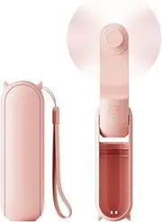 XICEN Portable Handheld Fan, Foldable Small Fan, Mini Hand Held Fan with USB Rechargeable 2000mAh Battery, Eyelash Fan for Girls, Travel For Women, Outdoor (PINK)