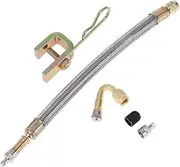 X AUTOHAUX 1 Set 45 Degree Copper Tire Valve Extension with Flexible Stainless Steel 210mm Tyre Valve Inflation Adapter for Car Motorcycle RV Truck Bike