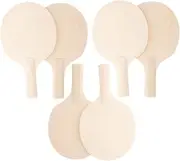 DIY Wooden Table Tennis Racket Unfinished Craft Paddle for Sports Game 6pcs Unpainted Rackets Grips