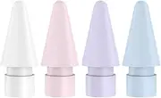 GRTHTATI 4 Pack Colorful Replacement Tips for Apple Pencil 1st & 2nd Gen, USB-C & Pro (White, Pink, Purple, Blue)