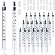 50 Pack 1ml Syringe with Cap, Individually Sealed 1cc Syringe with Luer Slip Tip Without Needle for Refilling, Feed Pets, Oral, Oil or Glue Applicator（White）