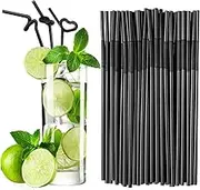 100 PCS 25.6cm Long Multiple Colors Stripes Straws - Suitable for Various Drinks, Juice, Milk, Tea, Daily Use (Black)