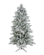 National Tree Company HGTV 7.5ft Slim Flocked Bavarian Pine Tree with LED Lights