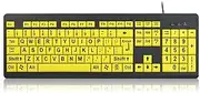 Large Print Wired USB Keyboard High Contrast 104-Key Computer Keyboard with Bold Letters for Low Vision Users - Plug & Play Mechanical-Style Keyboard