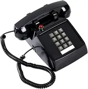 Classic Wired Desk Phone with Metal Base for Home and Hotel 13x22.2x11.5cm, Black