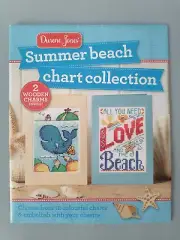 Summer Beach Cross Stitch Chart Collection, 12 Colourful Charts+2 Wooden Charms