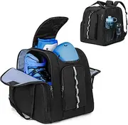 Roller Skate Bag for Men Women, Ice Skating Backpack for Skate Shoes Up to US Mens 13, with Multi-Pockets for Inline, Figure, Quad, Speed, Hockey Skates, Black