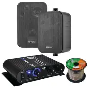 Pyle PFA330BT 2-Channel 90W Bluetooth AUX Amplifier, 2x 4" 30W Black Speakers