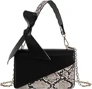 [YAOSEN] Women Snakeskin Pattern Tote Bag Splicing Chain Shoulder Bag