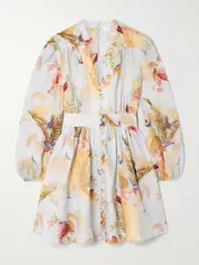 [Zimmermann] Zimmermann - Ascension Floral-print Linen Mini Dress - White - 2 2 White