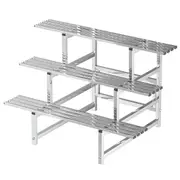 3 Tiers LARGE Plant Stand 120cm Width Stainless Steel Pots Holder Plant Stand Rack Flower Pots Ladder Display Shelf Pot Organiser for Garden Patio