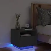 Bedside Nightstand with RGB LED Lights, Black Wooden Table, Living Room Storage Station, Bedroom Night Stand, Furniture Drawers, 40x39x37 cm