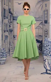 [Lena Hoschek] Journal Belted Stretch-Cotton Dress